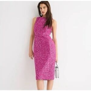 JCrew Pink Sleeveless Tweed Sequin Sheath Dress, size 6. NWT